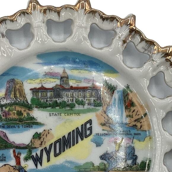 Vintage WYOMING Landmarks Collectible Souvenir Travel Memorabilia Plate Decor - Picture 3 of 6